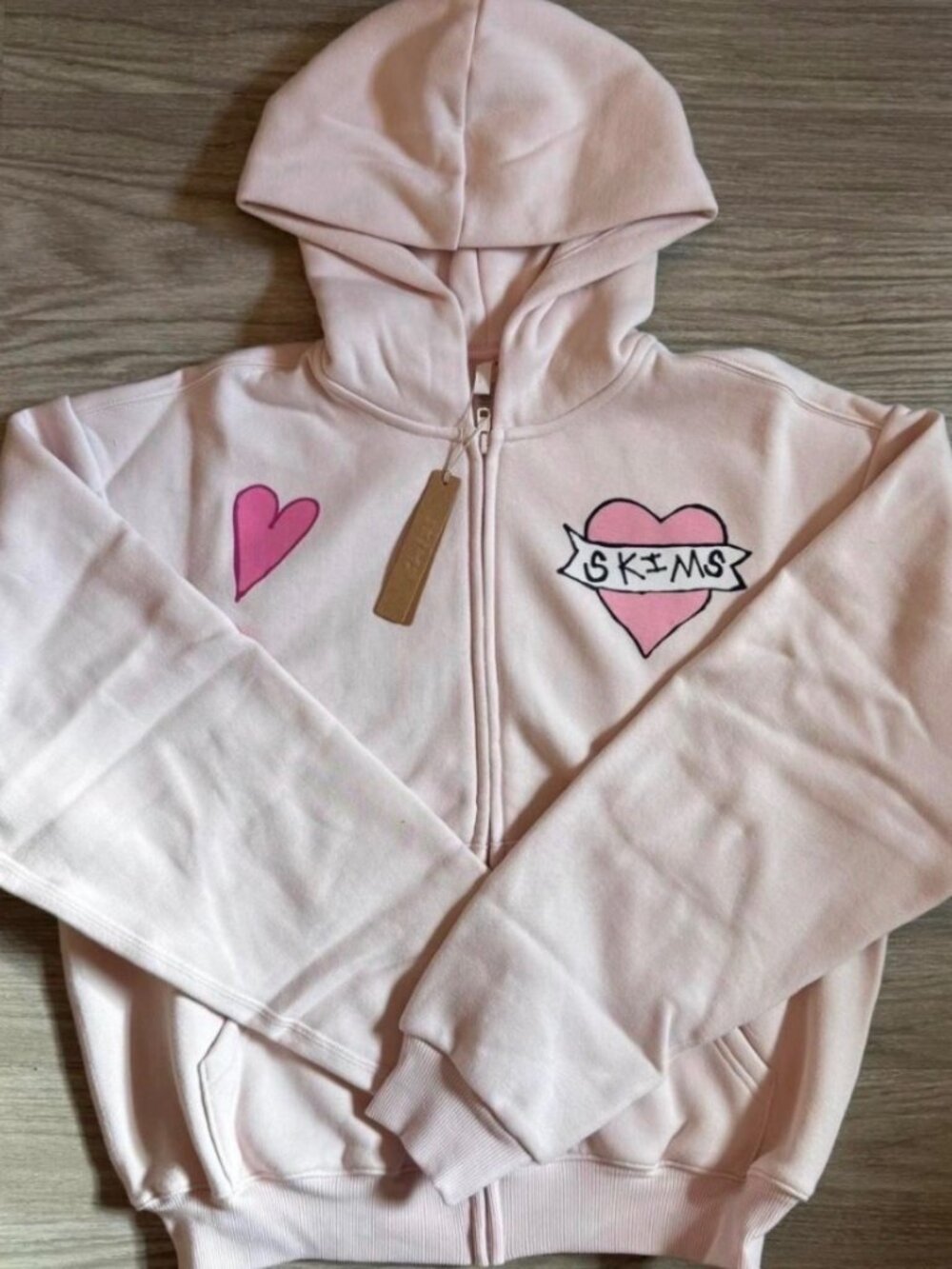 SKIMS VALENTINES DAY EXCLUSIVE Cotton Fleece Classic Zip-Up Hoodie Size Small
